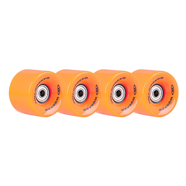 The wheels on the skateboard WORKER 60*45 mm incl. ABEC 5 bearings - 4 pieces - White - Orange