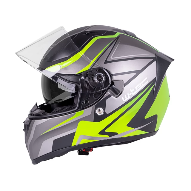 Kask zamknięty W-TEC Vintegra Graphic + blenda - Czarny-fluo żółty