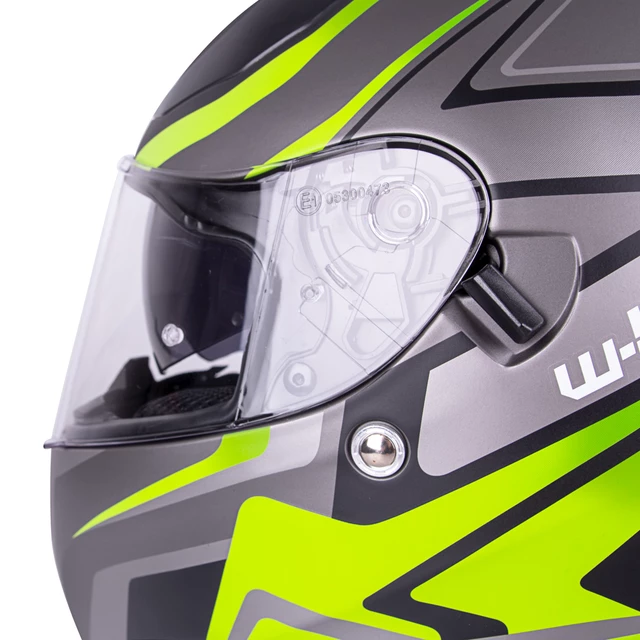 Kask zamknięty W-TEC Vintegra Graphic + blenda - Czarny-fluo żółty