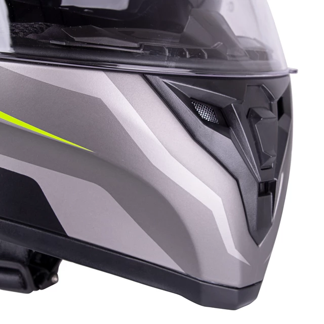 Integral Motorcycle Helmet W-TEC Vintegra Graphic - Black-Fluo Yellow