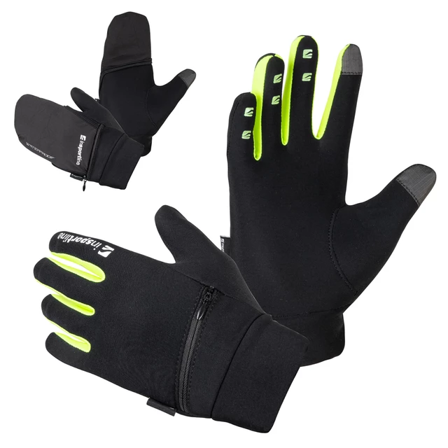 Running Gloves inSPORTline Tibidabo - Black-Fluo