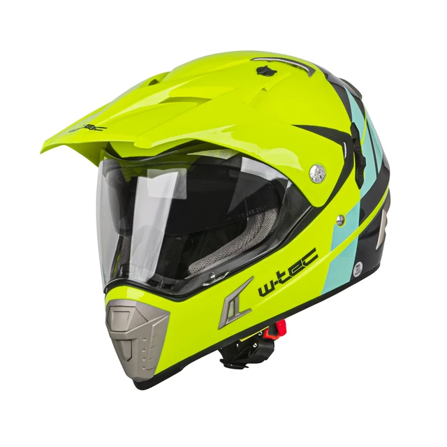 Kask motocyklowy z blendą W-TEC Dualsport - Fluo żółto-niebieski