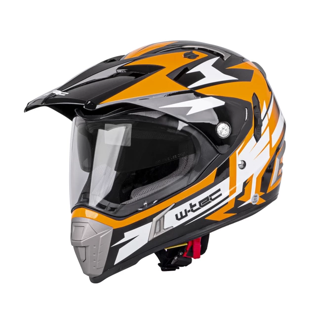Motorcycle Helmet W-TEC Dualsport - Fluo Yellow-Blue - Black-Fluo Orange