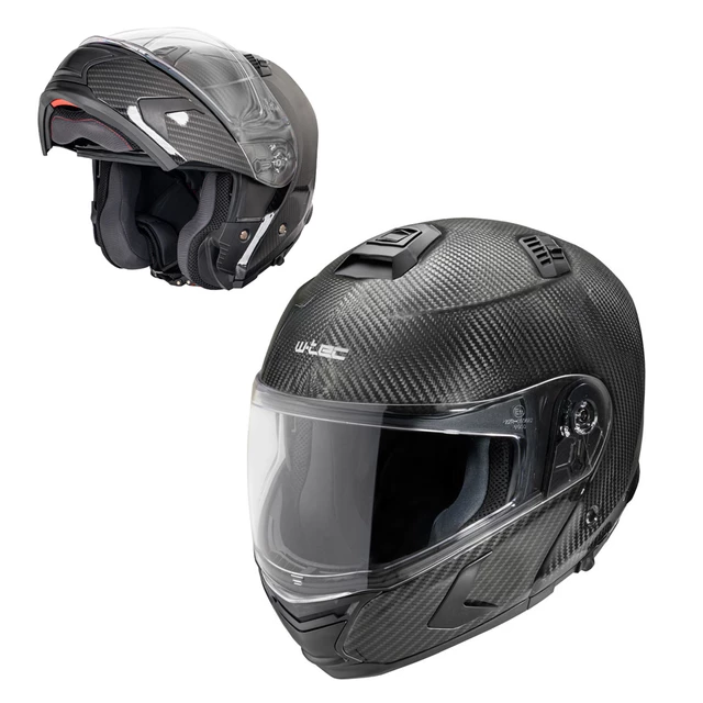 Flip-Up Motorcycle Helmet W-TEC Tensiler - Carbon Glossy