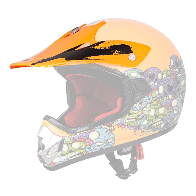 Replacement Peak for W-TEC V310 Helmet - Black Skull - Zombie Neon Orange