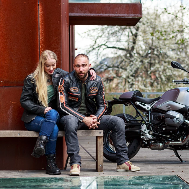 Pánská kožená moto bunda W-TEC Sheawen Classic - černá