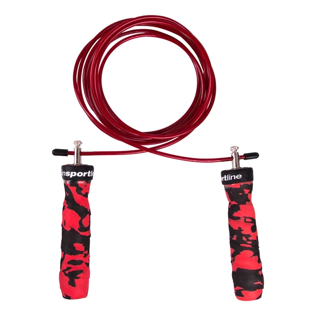 Regulowana skakanka fitness łożyskowana stalowa inSPORTline Jumpkamu - Red camu