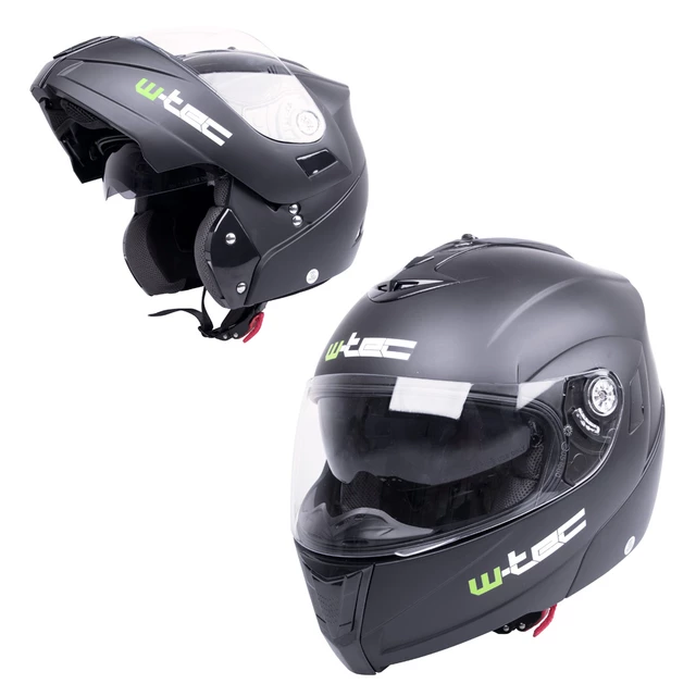 Kask motocyklowy szczękowy otwierany z blendą W-TEC NK-839 - Matowy czarny