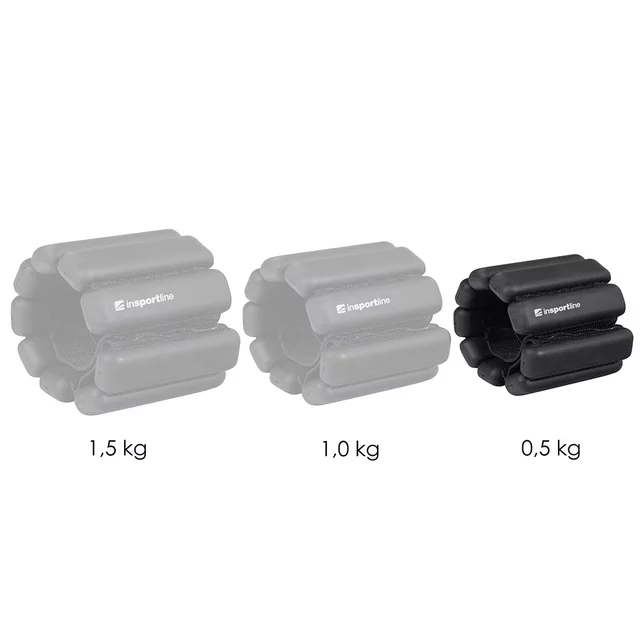 Fitness závaží na kotník a zápěstí inSPORTline Brace 2x0,5 kg - černá