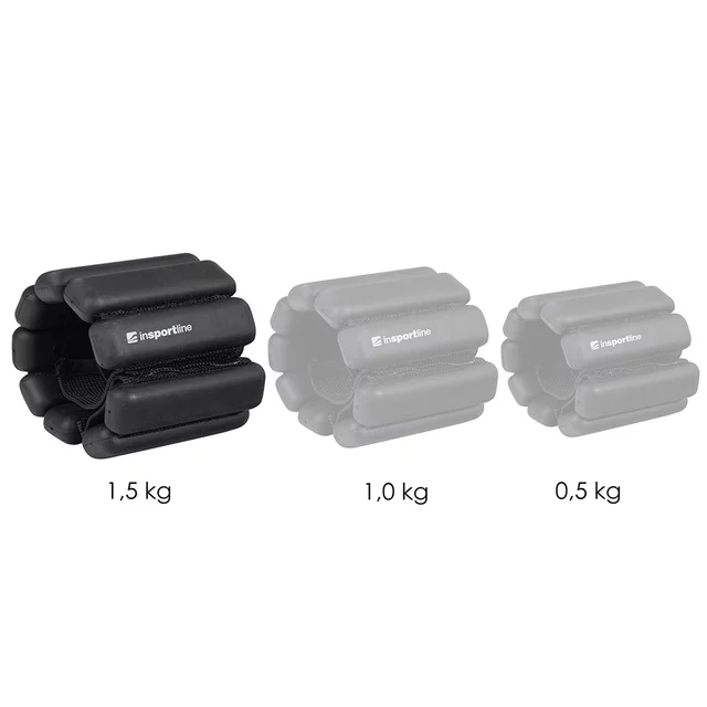 Fitness závaží na kotník a zápěstí inSPORTline Brace 2x1,5 kg - černá