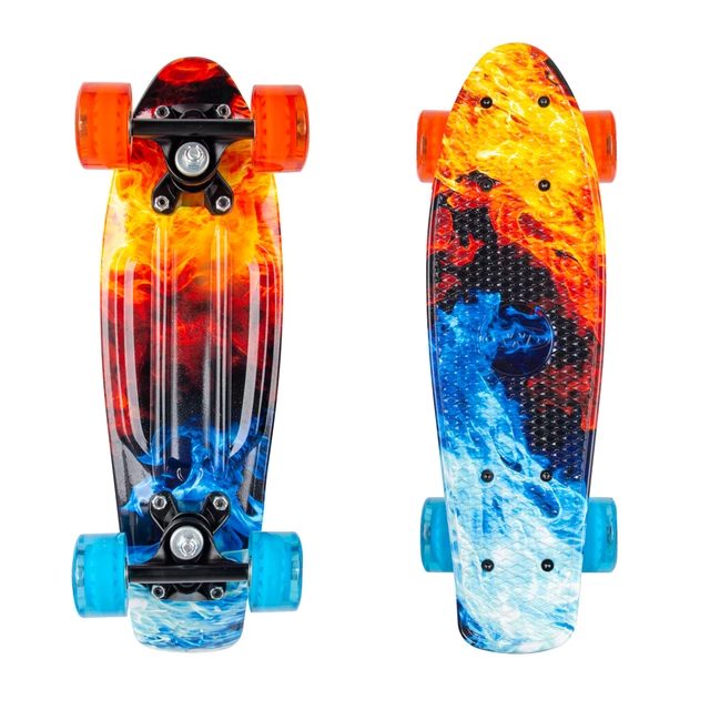 Deskorolka dla dzieci penny board typu fiszka marki WORKER Colorico 17" - Angry Green (żółto-zielony) - Frostfire (pomarańczowo-niebieski)