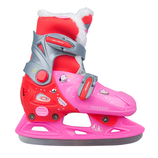 Girls’ Ice Skates WORKER Kelly Pro Girl – with Fur - Pink-Red - Pink-Red