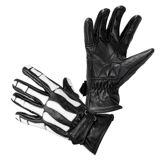 Motorcycle Gloves W-TEC Classic - S - White Bones Black