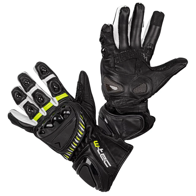Motorcycle Gloves W-TEC Evolation - L - Black-White-Fluo
