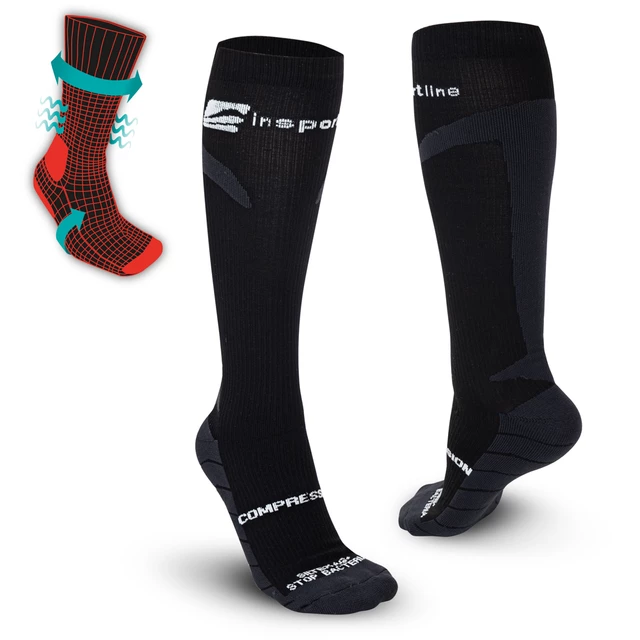 Compression Knee Socks inSPORTline Compleano AG+ - 43-45 - Black