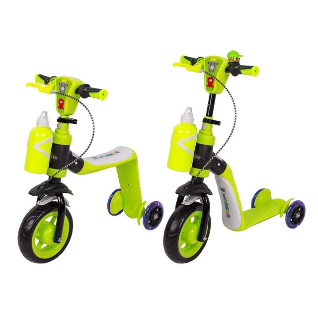 WORKER Noggio Dreiradroller 3in1 mit leuchtenden Rollen - grün - grün