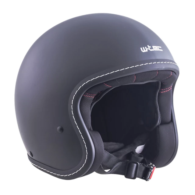 Kask motocyklowy na chopper W-TEC Badachos i gogle Steamrust - Matt.czarny