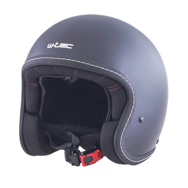 Kask motocyklowy na chopper W-TEC Badachos i gogle Steamrust - Matt.czarny