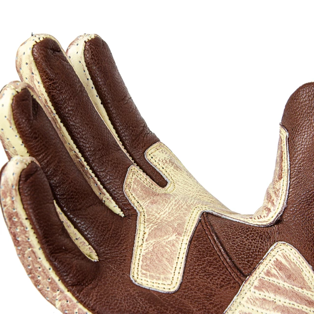 Bőr motoros kesztyű W-TEC Retro Gloves - barna-bézs, M