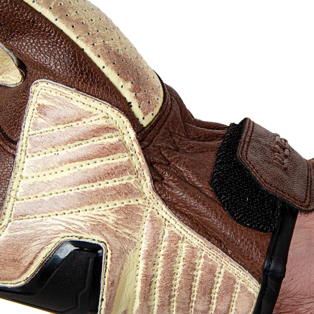 Bőr motoros kesztyű W-TEC Retro Gloves - barna-bézs, XL