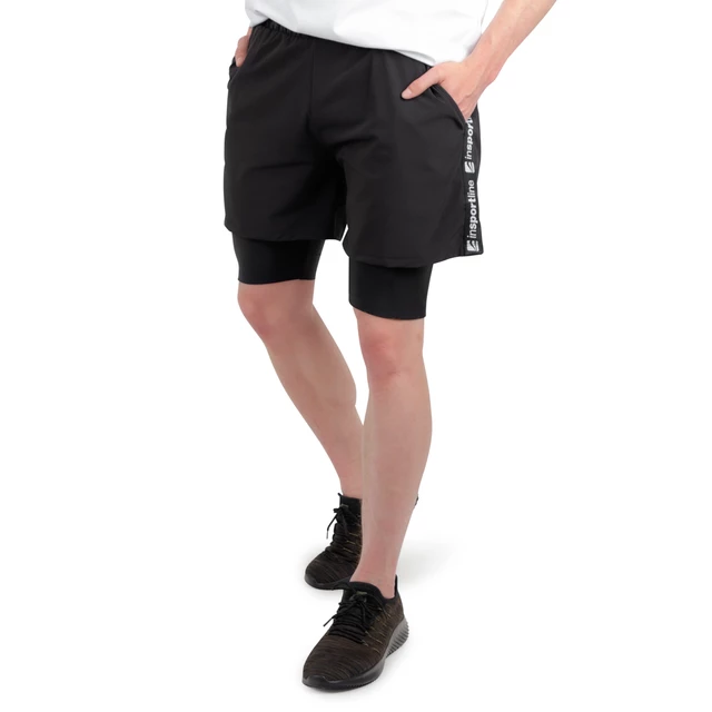 Herren Shorts 2in1 inSPORTline Closefit Short - schwarz