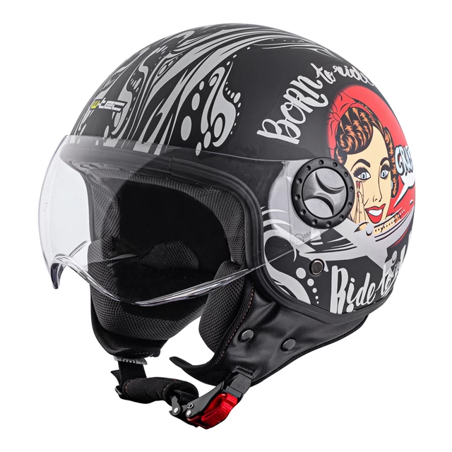 Čelada za skuter W-TEC FS-701BG Black Ride - črna-bela - črna-bela