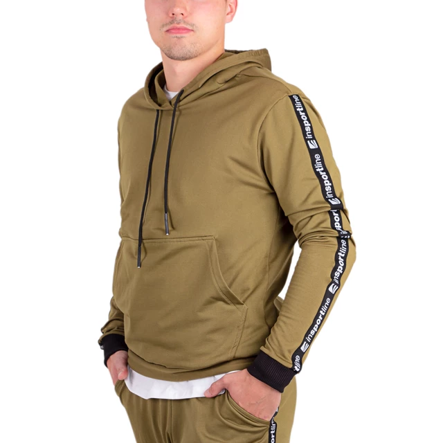 Pánská mikina inSPORTline Straphoodie - khaki