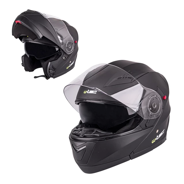 Kask motocyklowy szczękowy z blendą W-TEC YM-925 - Matowy Czarny