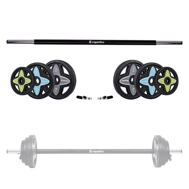 Barbell + Weight Plate Set inSPORTline Pumpstar 2 – 20kg - 2nd quality