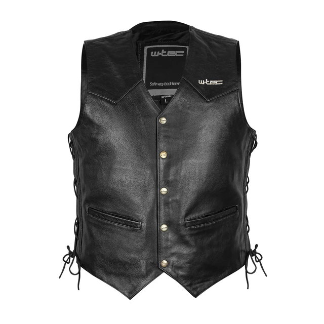 Leather Motorcycle Vest W-TEC Rockridge - Black