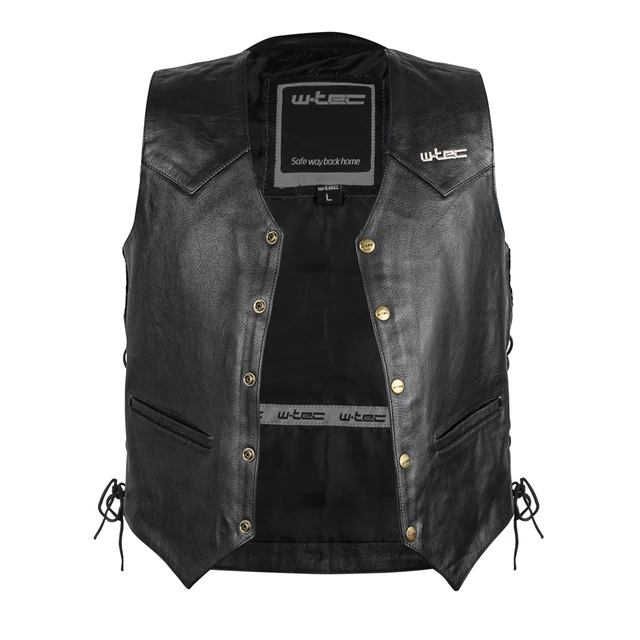 Leather Motorcycle Vest W-TEC Rockridge - Black