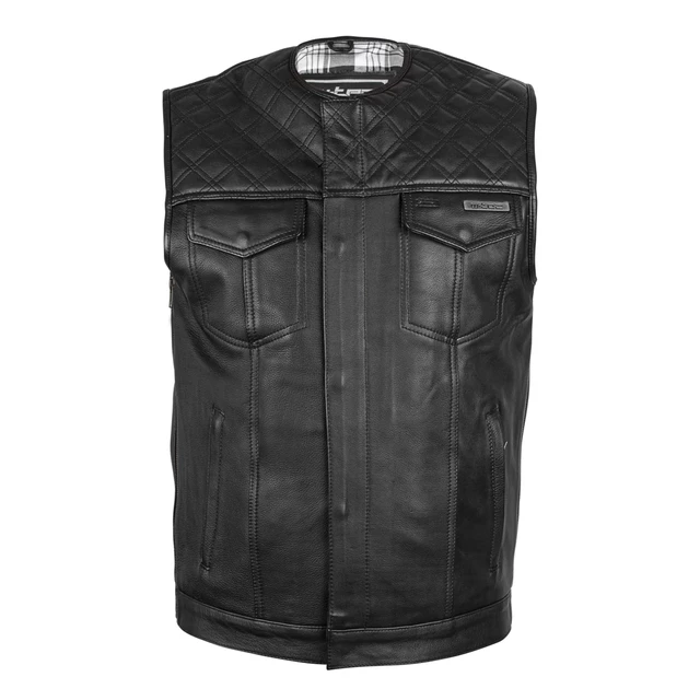 Leather Motorcycle Vest W-TEC Losango - Black - Black