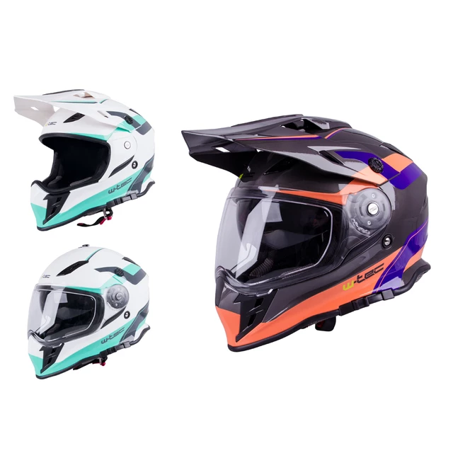 Motorcycle Helmet W-TEC V331 - Black-Blue-Orange