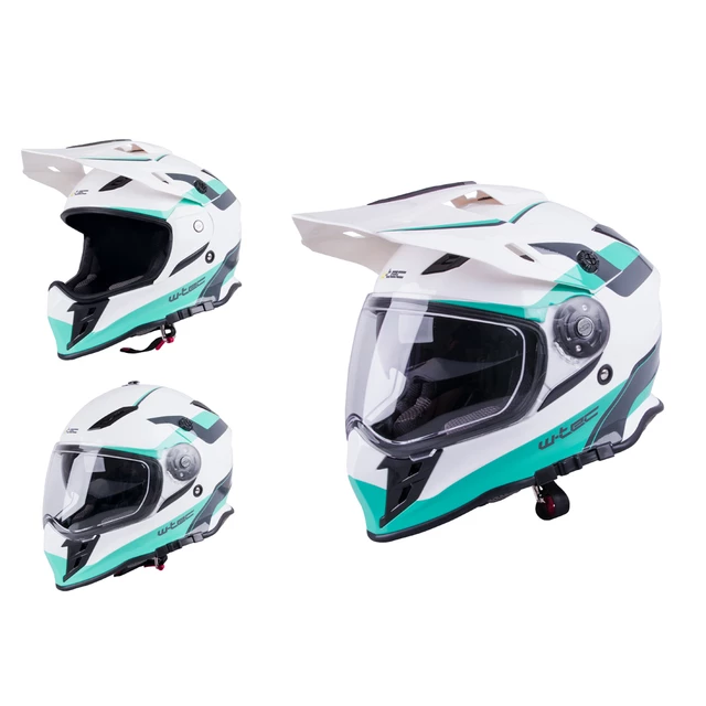 Motorcycle Helmet W-TEC V331 - Black-Green-Yellow - White