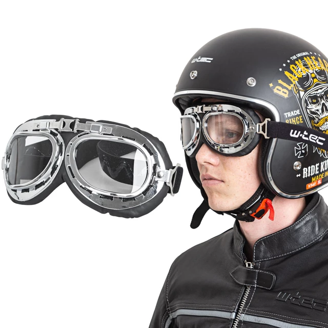 Motorcycle Helmet W-TEC YM-629 w/ Ageless Goggles