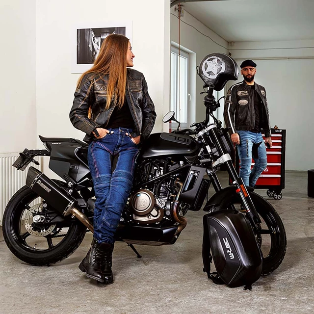 Women’s Leather Motorcycle Jacket W-TEC Kusniqua - Vintage Black