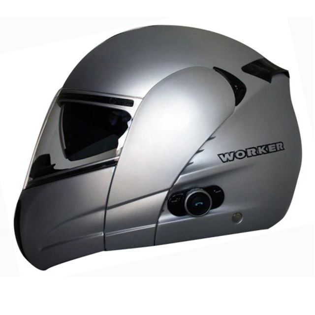 WORKER V210 Bluetooth motorcycle helmet + Interkom - LEH-Crazy Skull - Silver