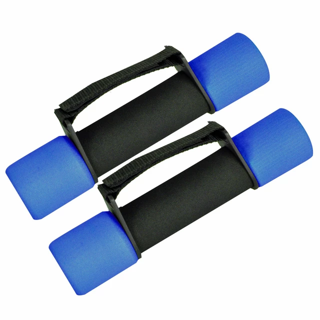 2x1 kg inSPORTline foam dumbbells with strap - Grey - Blue