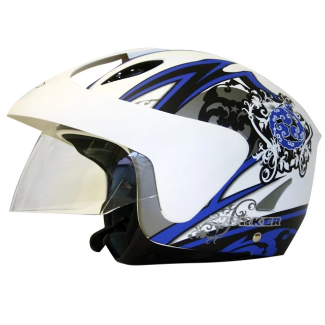 WORKER V520 Motorcycle Helmet - Sale - Silver Graphics. - White Graphics