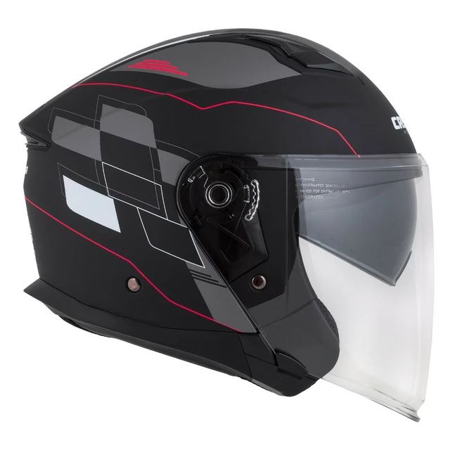 Cassida Jet Tech RoxoR Motorradhelm schwarz matt/weiß/rot/grau