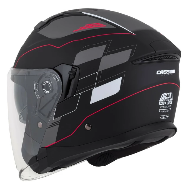 Motorcycle Helmet Cassida Jet Tech RoxoR Matte Black/White/Red/Gray