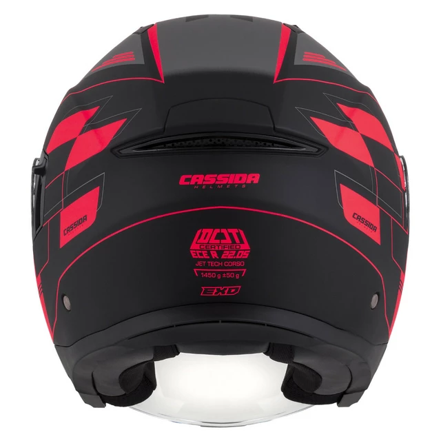 Moto přilba Cassida Jet Tech RoxoR černá matná/červená fluo/šedá - 2.jakost