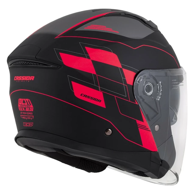 Moto přilba Cassida Jet Tech RoxoR černá matná/červená fluo/šedá - 2.jakost