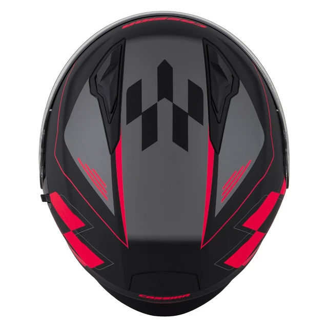 Moto přilba Cassida Jet Tech RoxoR černá matná/červená fluo/šedá - 2.jakost