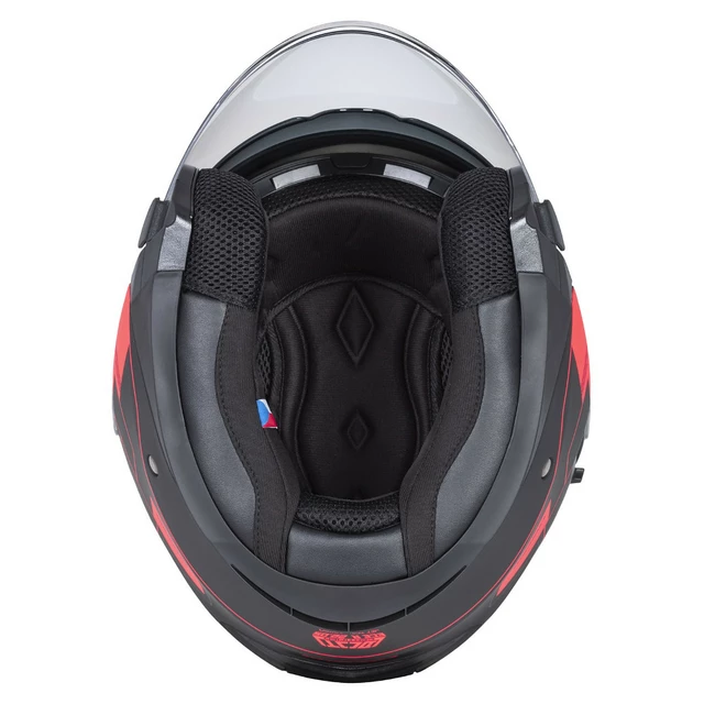 Moto přilba Cassida Jet Tech RoxoR černá matná/červená fluo/šedá - 2.jakost
