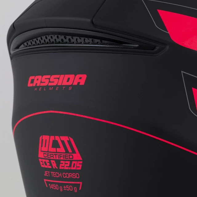 Moto přilba Cassida Jet Tech RoxoR černá matná/červená fluo/šedá - 2.jakost