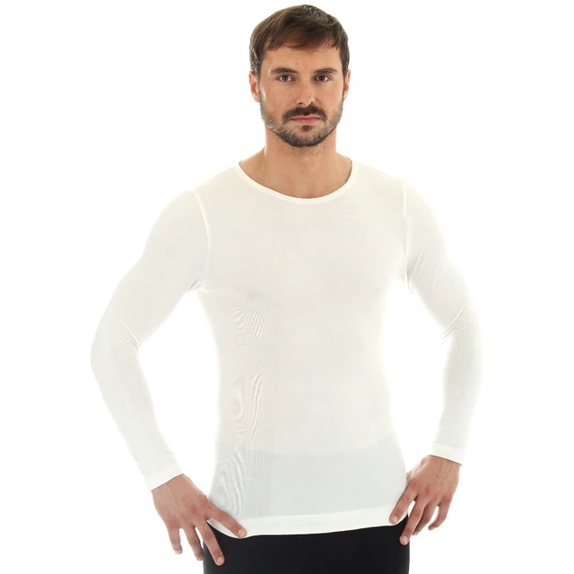 Pánské tričko Brubeck - dlhý rukáv - krémovo biela - krémovo biela