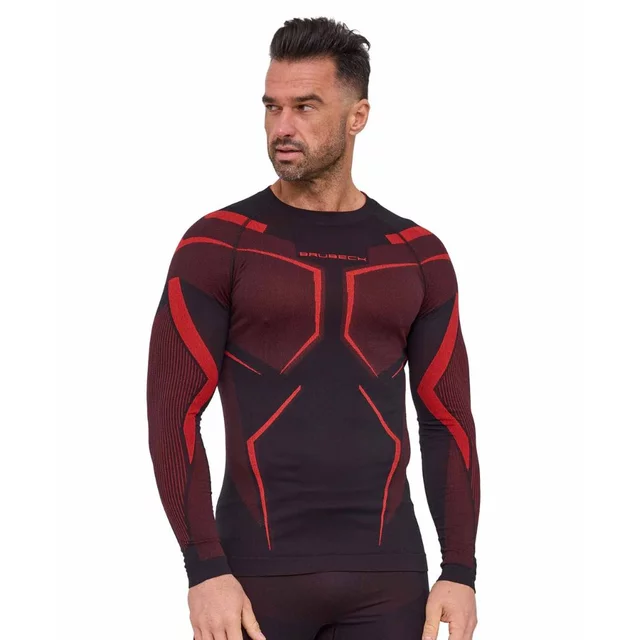 Pánské funkční triko Brubeck Dry s dlouhým rukávem LS1743M - Black/Graphite - Black/Red