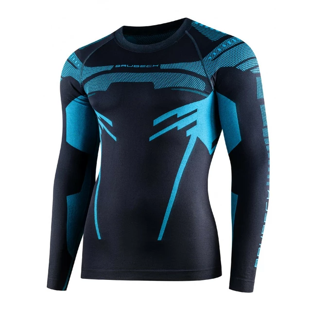 Men’s Long-Sleeved Activewear T-Shirt Bruback Dry - Graphite/Blue - Graphite/Blue