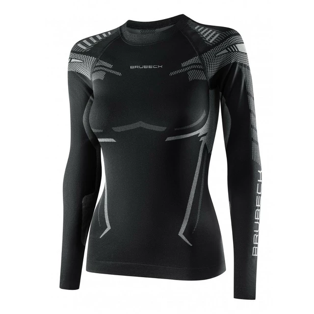 Women’s Long-Sleeved Activewear T-Shirt Brubeck Dry - Black/Fuchsia - Black/Graphite